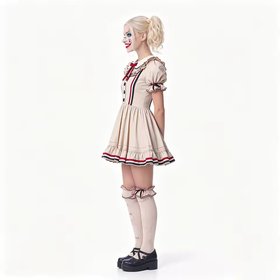 Costume de poupée Voodoo pour femmes, robe de poupée effrayante avec volants