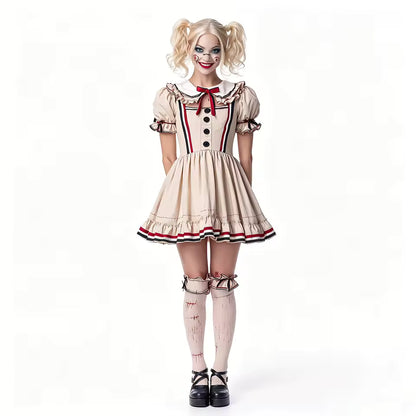 Costume de poupée Voodoo pour femmes, robe de poupée effrayante avec volants