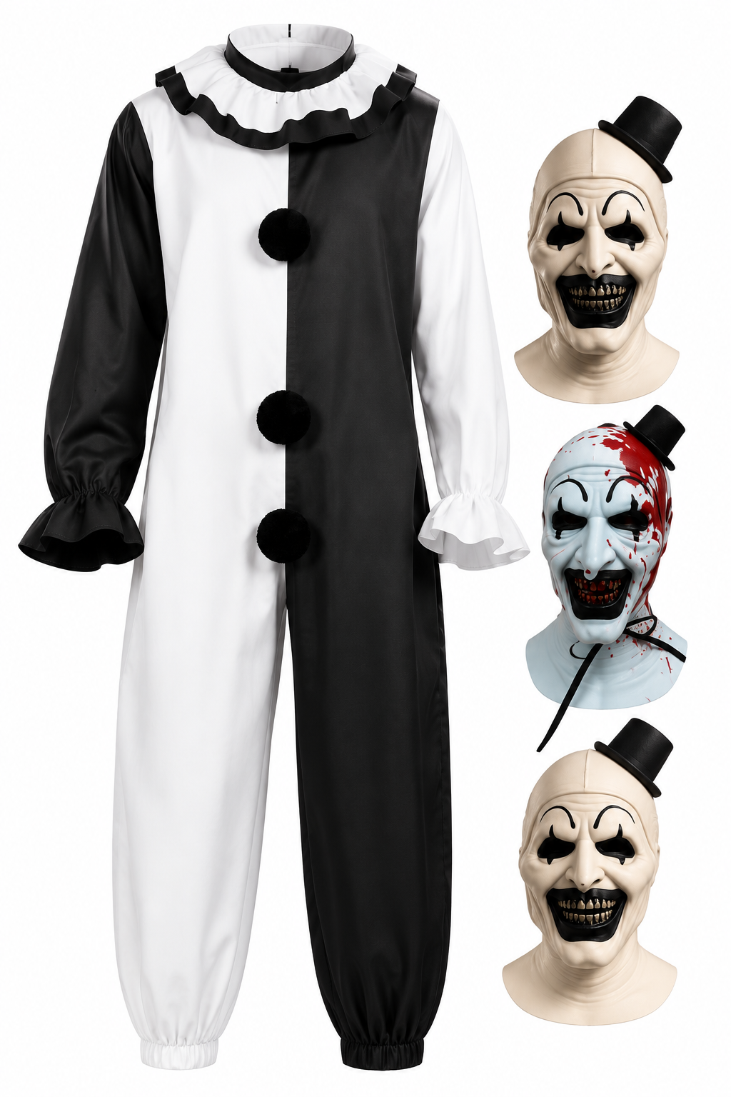 Costume Clown Horreur Noir & Blanc avec Masque