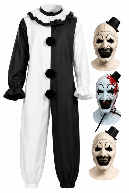 Costume Clown Horreur Noir & Blanc avec Masque