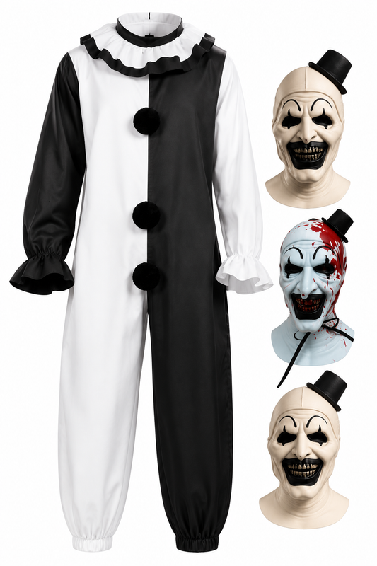 Costume Clown Horreur Noir & Blanc avec Masque