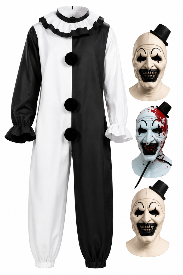 Costume Clown Horreur Noir & Blanc avec Masque