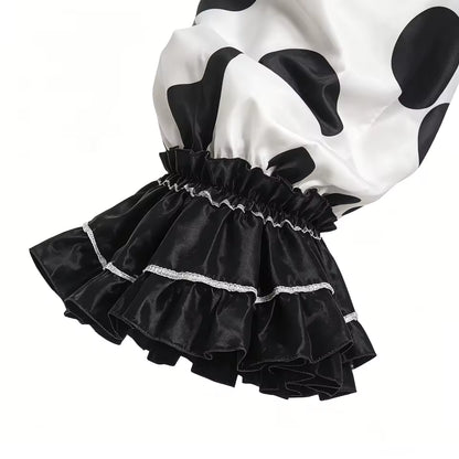 Costume de Clown d'Horreur d'Halloween pour Adulte, Combinaison à Pois et Rayures avec Col à Volants